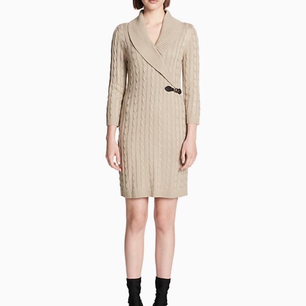 Calvin Klein Khaki Sweater Dress Medium